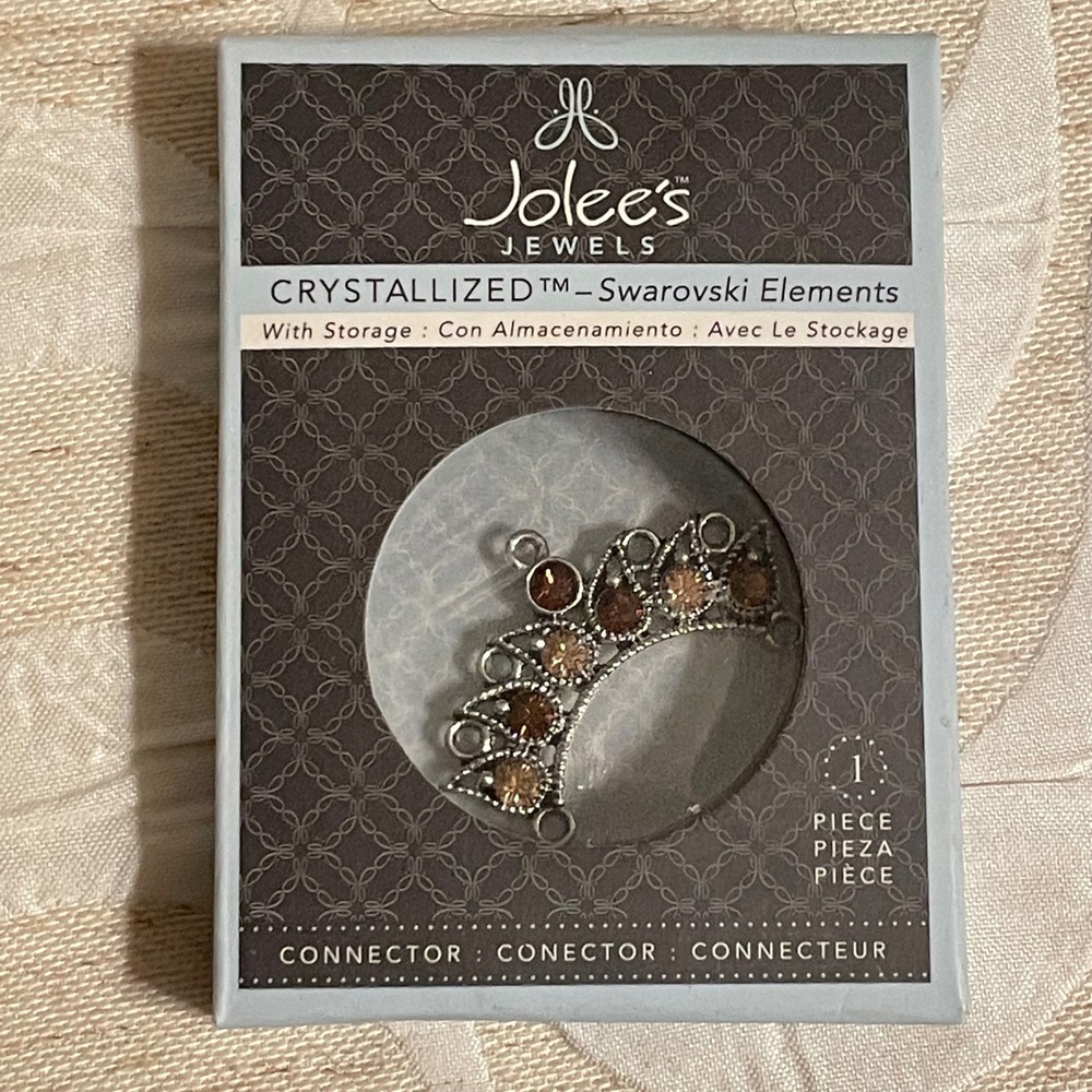 Jolees Jewels Crystallized Swarovski Elements Connector Crown Smoked Topaz Charm